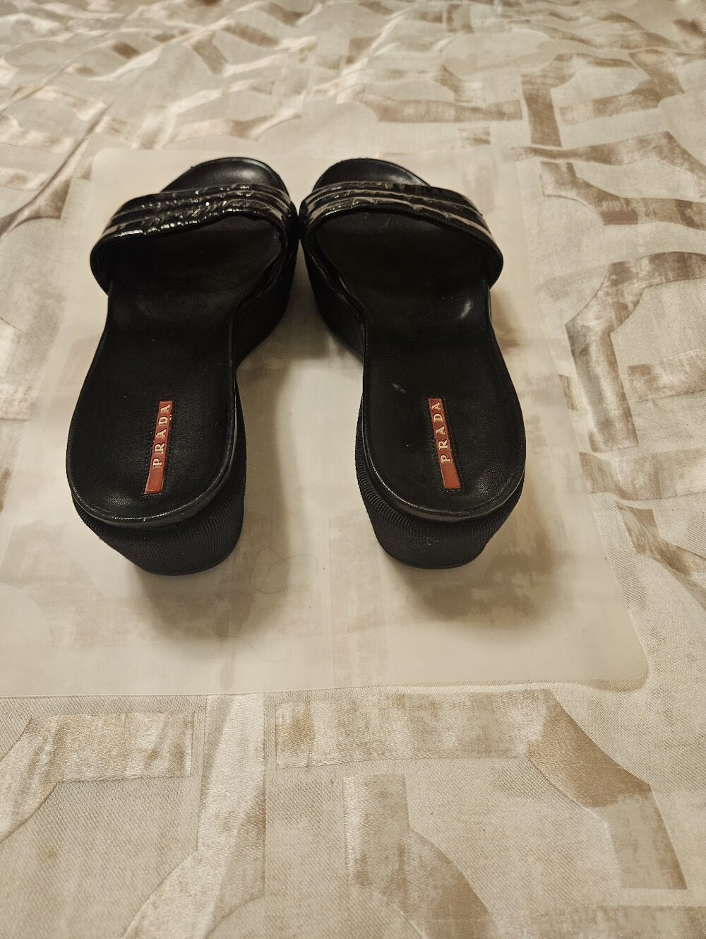Prada Black Leather Slide Sandals EU 40.5 or US 10 - Picture 4 of 11